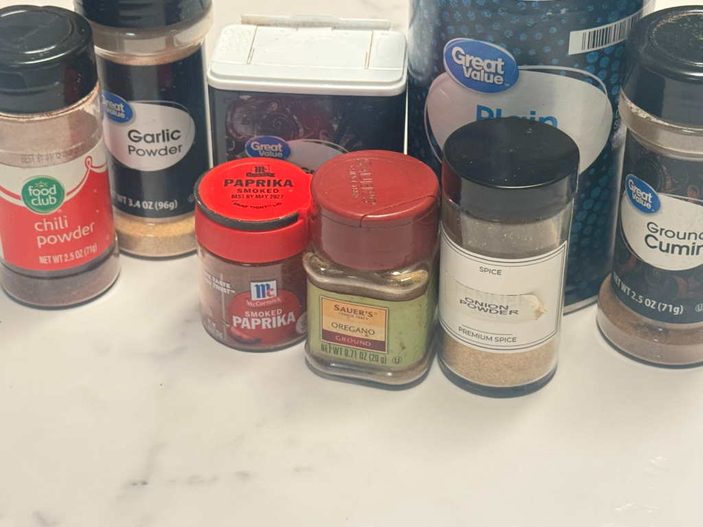 Ingredients for Homemade Taco Seasoing