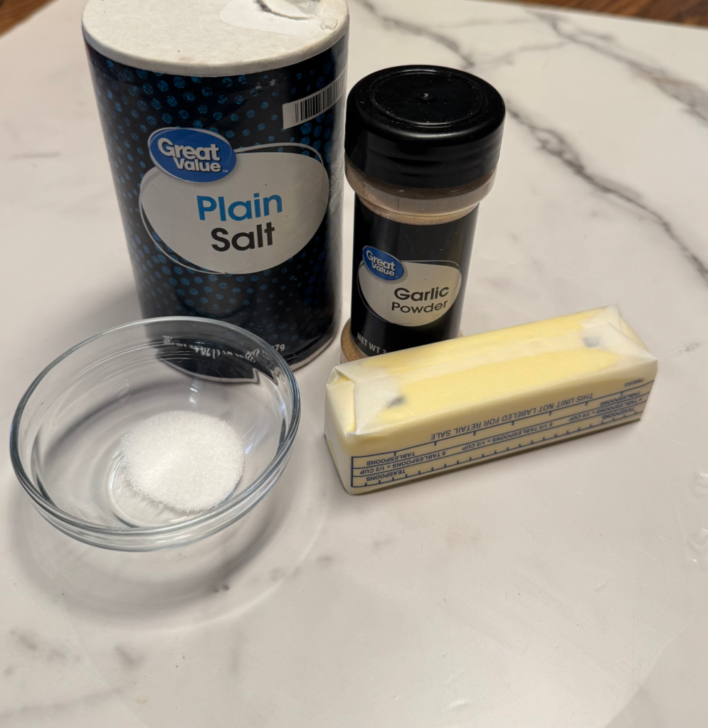 Ingredients for homemade butter garlic sauce