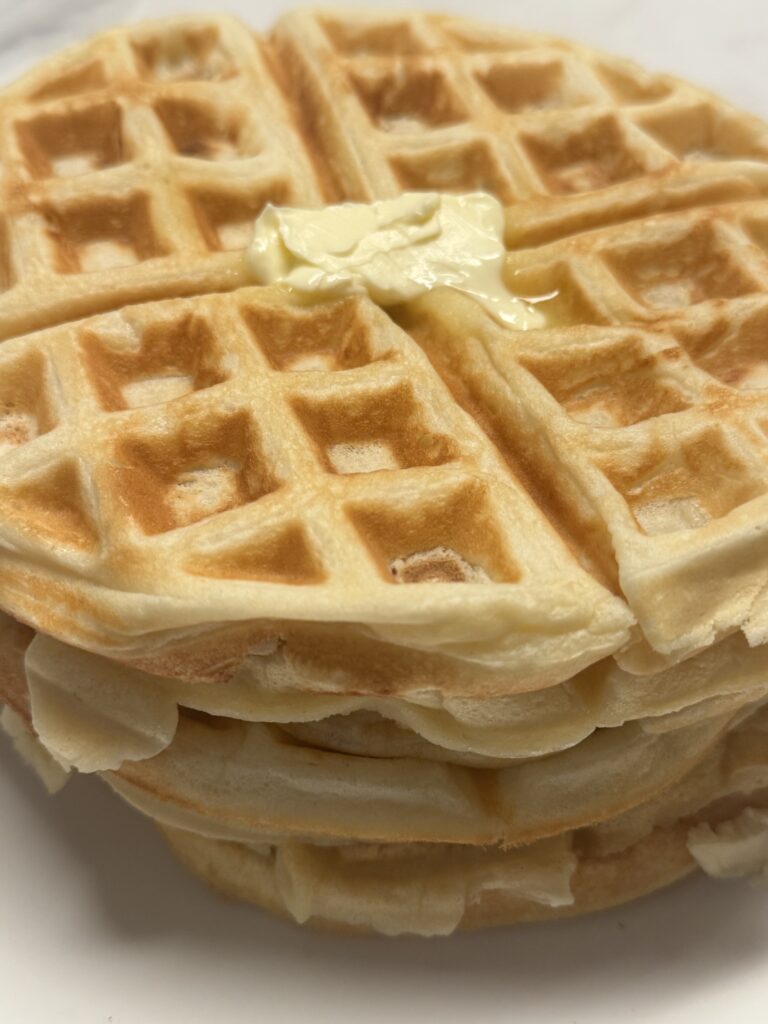 fluffy buttermilk waffles close up