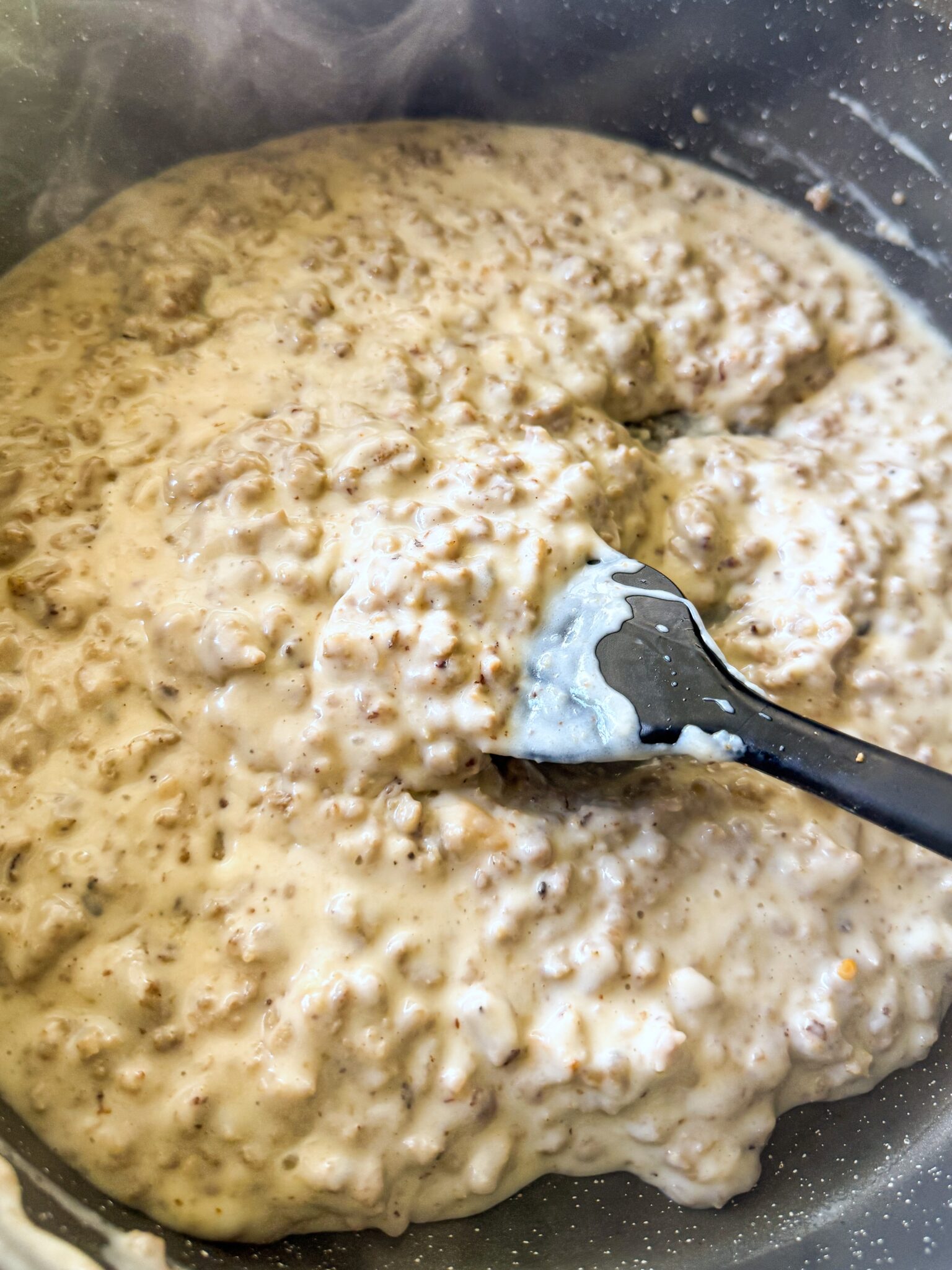 Homemade Sausage Gravy creamy homemade sausage gravy from scratch in skillet ready to serve