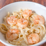 Creamy shrimp alfredo pasta with fettuccine noodles and tender shrimp in a homemade Alfredo sauce